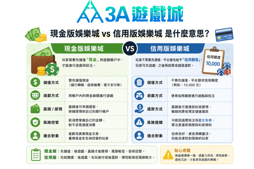現金版 VS 信用版差異分析，在哪一種台灣娛樂城換現金更安全？
